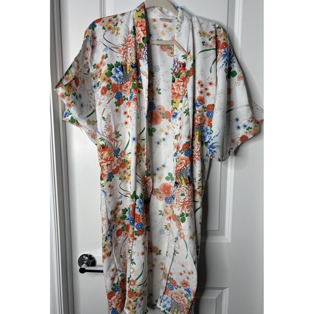 Vintage Kimono Floral Robe Japan Size 40 Mint Condition - Picture 2 of 12